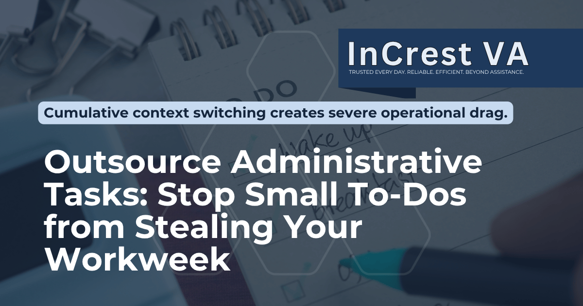 Focused entrepreneur managing high-value strategy after choosing to outsource administrative tasks